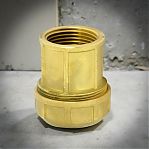 Муфта обжимная TDM 40-1 1/4", ВР, для труб ПНД, прямая, латунь