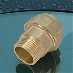 Муфта обжимная TDM 40-1 1/4", НР, для труб ПНД, прямая, латунь