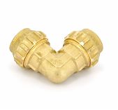 Угольник 90 гр. обжимной TDM 25х25 мм, для труб ПНД, отвод равнопроходной, латунь