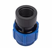 Муфта переходная, компрессионная ПНД 25х3/4" ВР, с внутренней резьбой, для трубопровода