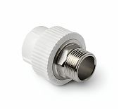 Муфта полипропиленовая Pro Aqua 40-1 1/2" НР, PA23521P, комбинированная, белая