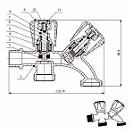 Кран садовый 1/2" нар. х 3/4" нар. х 3/4" нар., AV Engineering AVE167002, индивидуальная упаковка