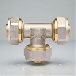 Тройник обжимной 20х20х20 мм, ц/ц/ц, латунь, для металлопластиковых труб