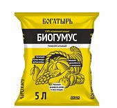 Удобрение Лама Торф Богатырь Биогумус универсальный, для повышения урожайности и иммунитета, 5 л