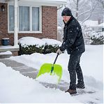 Лопата для снега Центроинструмент Felicita 2471, деревянная рукоятка, поликарбонат
