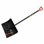 Лопата для снега  ЦентроИнструмент Finland 1358-Ч с металлической пластиной, деревянный черенок, пластик
