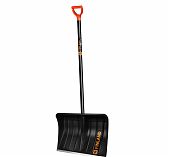 Лопата для снега  ЦентроИнструмент Finland 1358-Ч с металлической пластиной, деревянный черенок, пластик