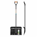 Лопата для снега ЦентроИнструмент Сахара 0364-Ч, деревянный черенок, металлическая пластина, пластик