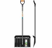 Лопата для снега ЦентроИнструмент Сахара 0364-Ч, деревянный черенок, металлическая пластина, пластик