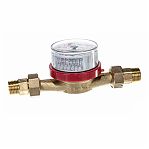 Счетчик воды Экомера ЭКО-15 L-80 Э-15У-80-СК, 1/2", Ду15, L80, универсальный, антимагнитный, красное кольцо