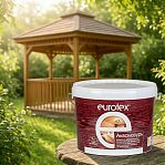 Защитно-декоративное покрытие Eurotex Аквалазурь для древесины, полуглянцевый блеск, Ваниль, 9 кг