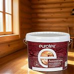 Защитно-декоративное покрытие Eurotex Аквалазурь для древесины, полуглянцевый блеск, Бесцветный, 9 кг