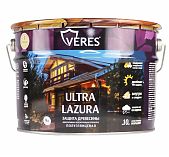 Пропитка декоративная VERES Ультра Лазурь № 1 Бесцветный, защита древесины, полуглянцевый, 9 л