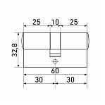 Цилиндровый механизм Стандарт МАХ 60SN, матовый никель, ключ-ключ, для всех типов дверей