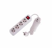 Удлинитель Lezard 720 0405 402, ПВС, с заземлением, 4 розетки, 5 м, 3.5 кВт