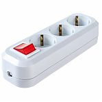 Колодка удлинителя 3-местная Makel 39294 MGP211 с заземлением, с выключателем, белая, 3.5 кВт
