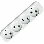 Колодка удлинителя 4-местная UNIVersal 84666, Е204, без заземления, белая, 2.2 кВт