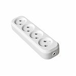 Колодка удлинителя 4-местная UNIVersal 84666, Е204, без заземления, белая, 2.2 кВт
