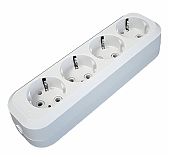 Колодка удлинителя 4-местная UNIVersal 84667 Е304 с заземлением, белая, 3.5 кВт 