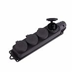 Колодка удлинителя 4-местная Lezard 106-0400-107 с заглушкой, с заземлением, каучук, черная, 3.5 кВт