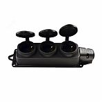 Колодка удлинителя 3-местная Lezard, 106-0400-101, с заглушкой, с заземлением, каучук, черная, 3.5 кВт