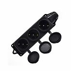 Колодка удлинителя 3-местная Lezard, 106-0400-101, с заглушкой, с заземлением, каучук, черная, 3.5 кВт