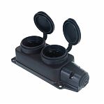 Колодка удлинителя 2-местная Lezard 2 106-0400-110,  с заглушкой, с заземлением, каучук, черная, 3.5 кВт