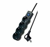 Удлинитель Космос YKsm1.5m-4g-Z-V10A-B 1801990 ПВС, с заземлением, 4 розетки, 1.5 м, 2.2 кВт
