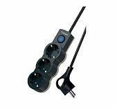 Удлинитель Космос YKsm3m-3g-Z-V10A-B 1801992 ПВС, с заземлением, 3 розетки, 3 м, 2.2 кВт