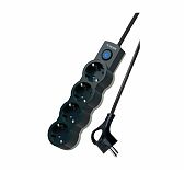 Удлинитель Космос YKsm3m-4g-Z-V10A-B 1801989 ПВС, с заземлением, 4 розетки, 3 м, 2.2 кВт