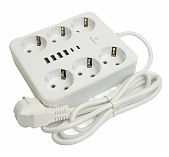 Удлинитель Stekker  HM09-66-02 Home plus 49975 с заземлением,  6 розеток, 1.8 м, 2.5 кВт