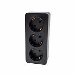 Розетка 3-местная Stekker MST16-13-05 Cофия 49502 с заземлением, накладная, черный матовый