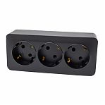 Розетка 3-местная Stekker MST16-13-05 Cофия 49502 с заземлением, накладная, черный матовый