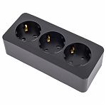 Розетка 3-местная Stekker MST16-13-05 Cофия 49502 с заземлением, накладная, черный матовый