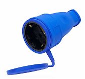 Розетка 1-местная Stekker RST16-21-44 Одри 39196, с заземлением, переносная, с крышкой, каучук, цвет синий  