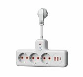 Фильтр сетевой Космос FRKsm0.3m-3g (W) USB, ПВС, с заземлением, 3 розетки, 0.3 м, 2.5 кВт