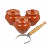 Горшок для запекания керамика 3 шт 0.5 л для жаркого, мяса и овощей