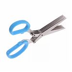 Ножницы кухонные Scissors для зелени 5 пар лезвий, стальные, голубые