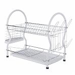 Сушилка для посуды Agness 917-050 с поддоном, белая 25х38х41 см