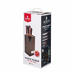 Набор ножей Agness 911-486 на пластиковой подставке, 6 предметов, цвет коричневый