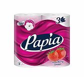 Бумага туалетная Papia с ароматом Strauberry Dream, 3 слоя, в упаковке 4 рулона