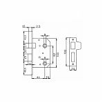 Замок врезной Maxi Locks 504W-60.5 мм, с фиксатором, AB, бронза