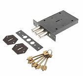 Замок врезной Герион Стилет Панцирь, 3 цилиндрических ригеля, коричневый