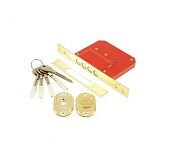 Замок врезной Maxi Locks MK189-4MF-B-PB крестовой, 5 ключей, полированная латунь