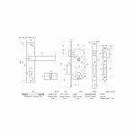 Замок врезной Нора-М N107-70Л графит 16705, с ручкой, с цилиндровым механизмом