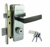 Замок врезной Зенит 3В4Д ШО-25, цилиндровый, никель, ручка черная