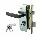 Замок врезной Зенит 3В4Д ШО-25, цилиндровый, никель, ручка черная