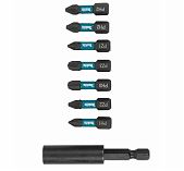 Набор бит Makita Impact Black E-11994, 25 мм, 8 предметов, PH1, PH2, PH3, PZ1, PZ2, PZ3, магнитный держатель