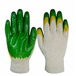 Перчатки рабочие защитные хлопчатобумажные, двойной латексный облив, универсальные