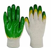 Перчатки рабочие защитные хлопчатобумажные, двойной латексный облив, универсальные